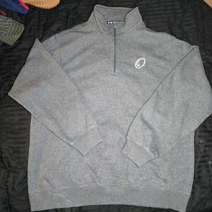 ES Sports Premium Heavyweight 1/4 Pullover Sweater-Mens XL-Gray/White- Letter O